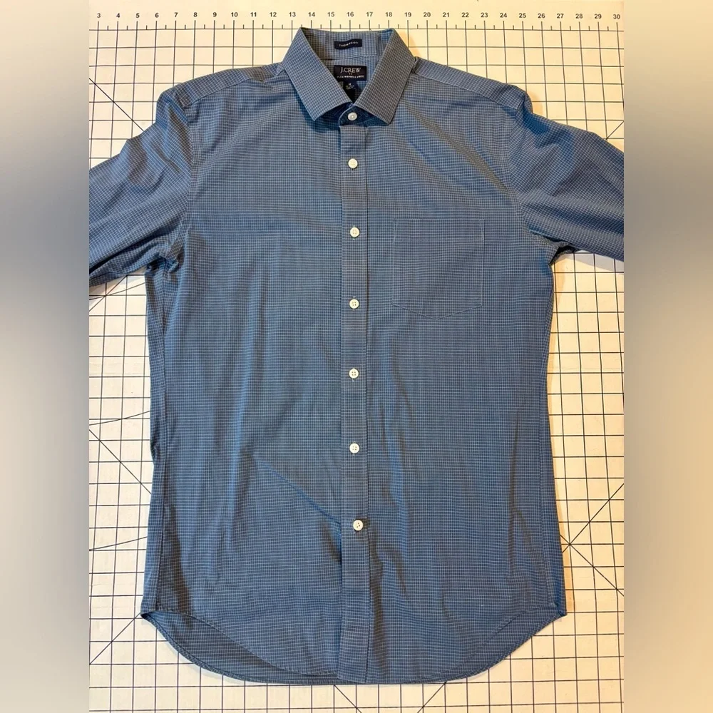 J. Crew Men’s Size Medium (15-15.5) Navy Thompson Flex Wrinkle Free Dress‎ Shirt